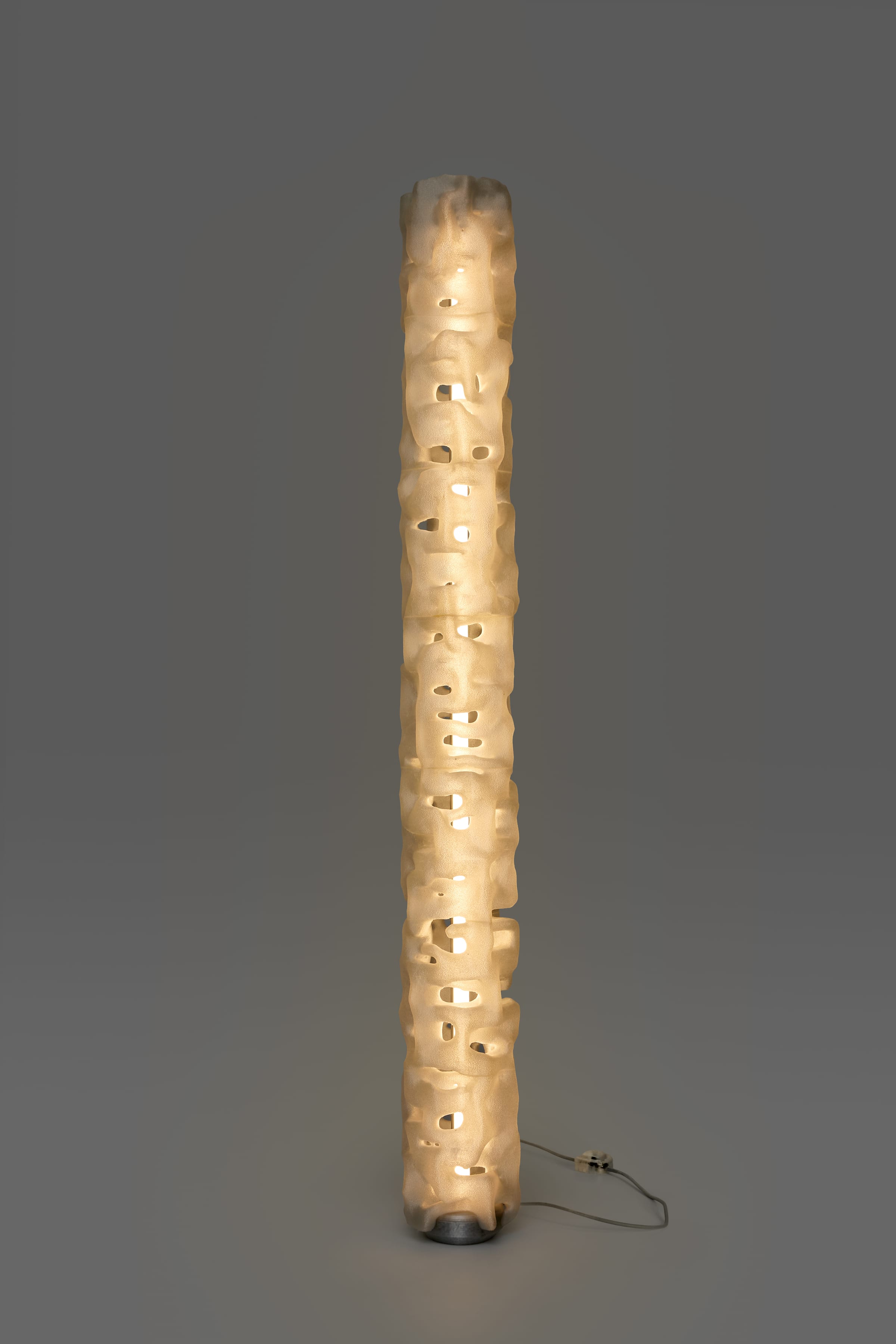 ALHERD Floor Lamp — natural transparent, lit warm