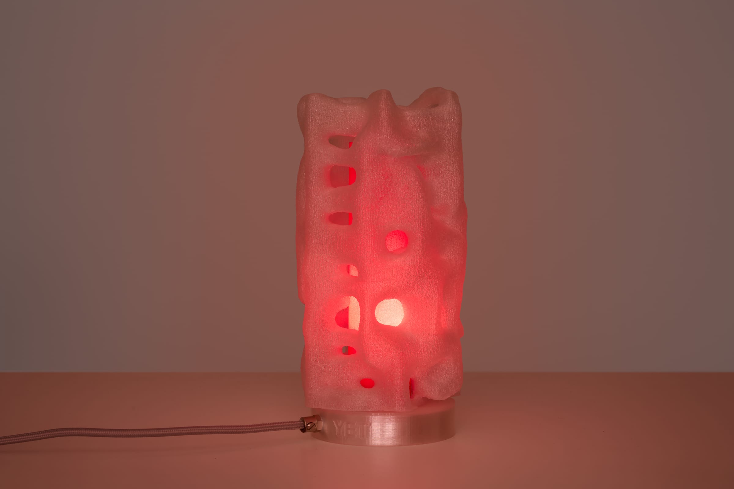 ALHERD Table Lamp — red filter, lit