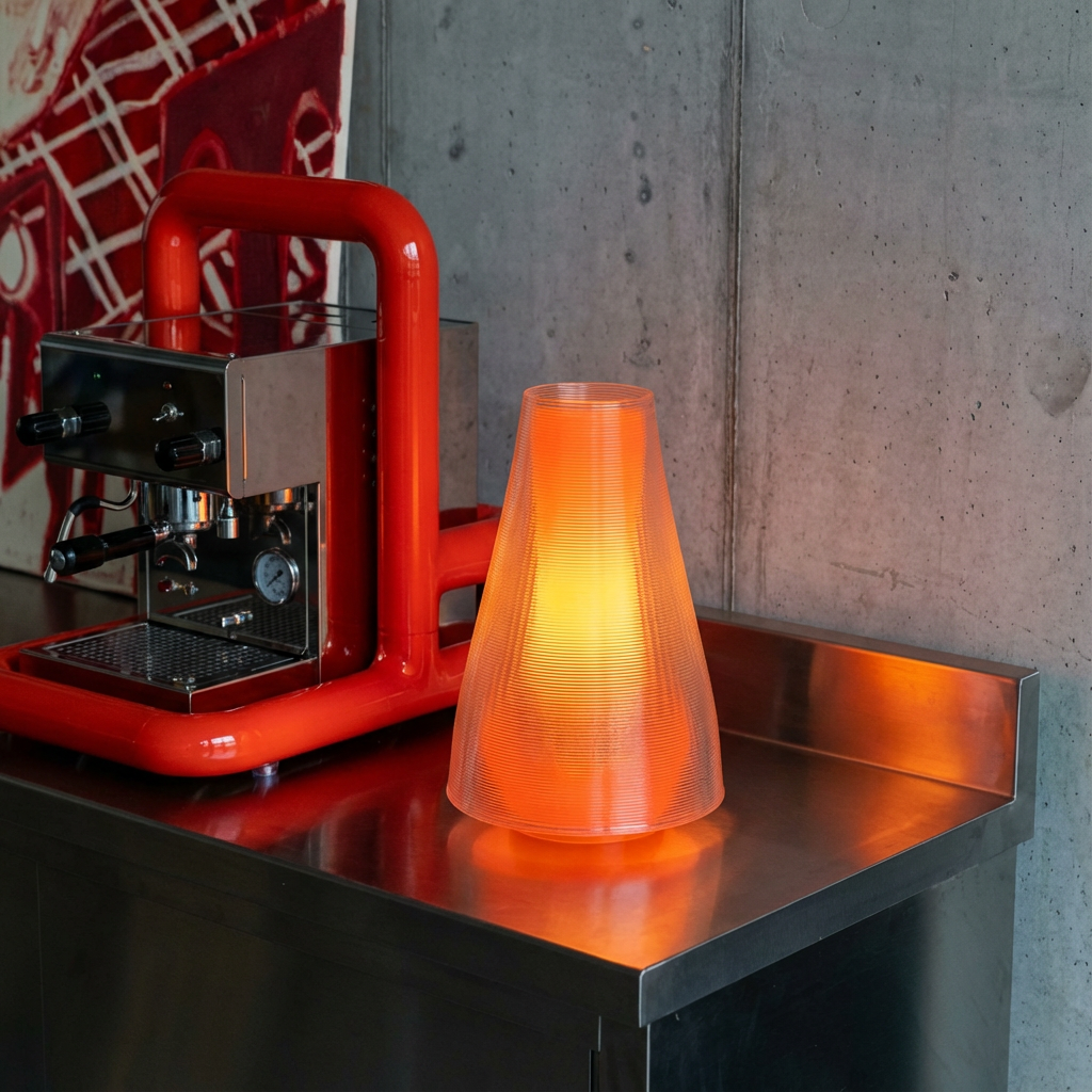 BACKLAN lamp — orange inner core visible