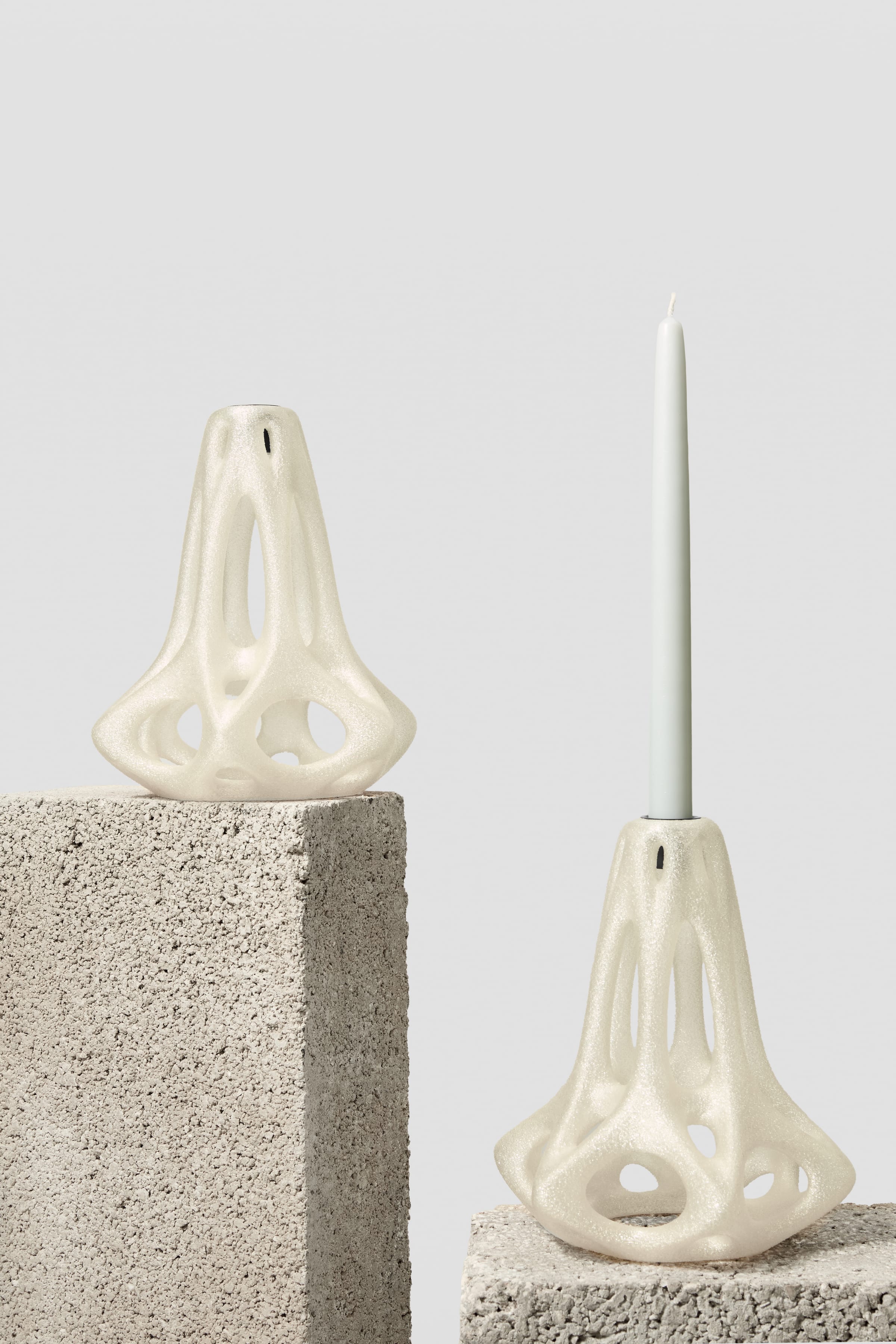 THICK candleholder — lit candle, warm glow